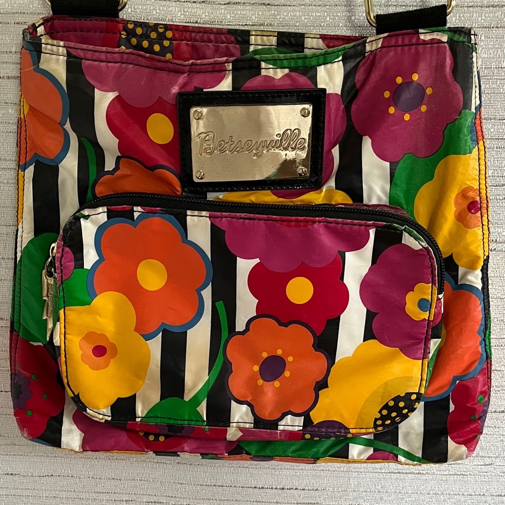 Betsey Johnson Striped Floral Shoulder Bag - Multicolor